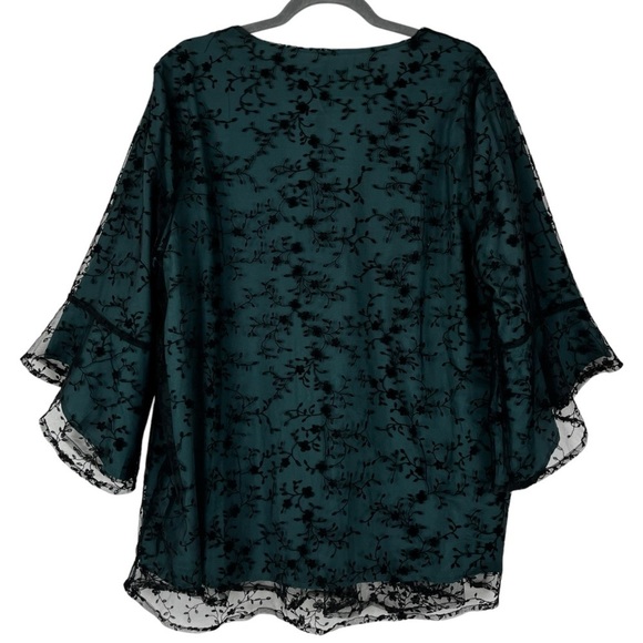 NWT Bloomchic Whimsygoth Black Embroidered Lace over Green Underlay Sz. US 18-20 - Picture 2 of 11
